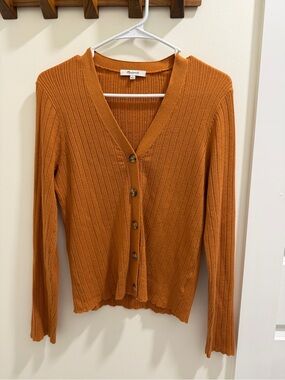 Madewell Women's Ribbed Button-Front Cardigan - Rust